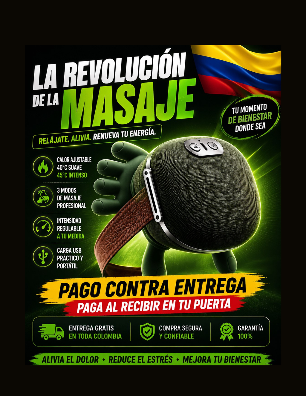 RELÁJATE DONDE QUIERAS, TU BIENESTAR EMPIEZA HOY 🐢MASAJEADOR PORTÁTIL TORTUGA🐢 – ALIVIO PROFUNDO EN MINUTOS
